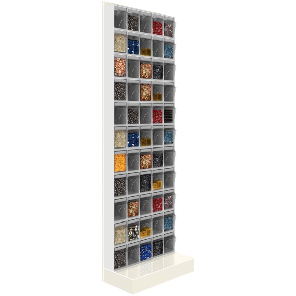 SCAFFALE Porta Minuteria CON BASE 55 Cassetti H.1950  con cassetti trasparenti parete portaminuteria minuteria Cassettiera
