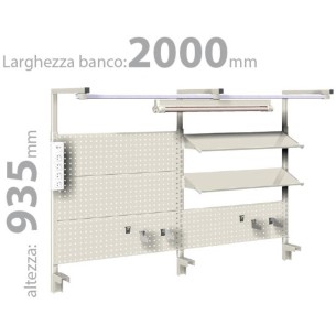PARETE ATTREZZATA PORTAUTENSILI ATTREZZI RASTRELLIERA PER BANCO 2000 kit 3 CON LUCE LED 2