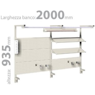 PARETE ATTREZZATA PORTAUTENSILI ATTREZZI RASTRELLIERA PER BANCO 2000 kit 3 CON LUCE LED 2