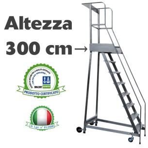 Scala a Castello Palchetto 12 SCALINI H 300 CM Magazzino Industria in acciaio INOX e alluminio Certificata D. Lgs. n°81 2