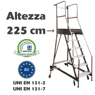 Scala a castello palchetto 9 SCALINI H 225 CM UNI EN 131-7 Norma di sicurezza europea in acciaio INOX e alluminio 2