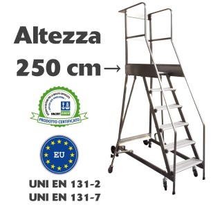 Scala a castello palchetto 10 SCALINI H 250 CM UNI EN 131-7 Norma di sicurezza europea in acciaio INOX e alluminio 2