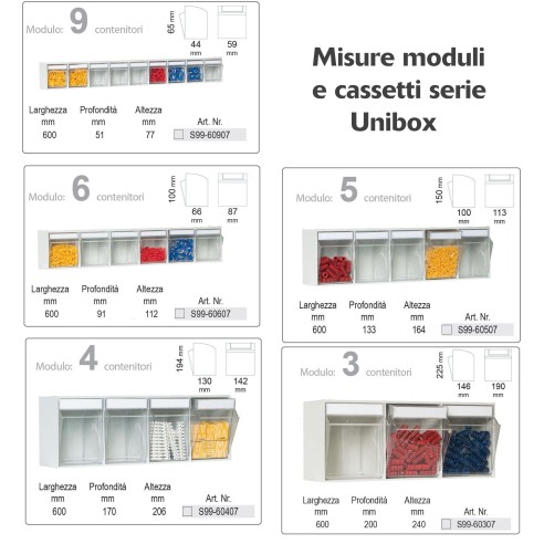 SCAFFALE Porta Minuteria ESTRAIBILE L 1073 mm 720 CASSETTI porta minuteria cassettiere officina magazzino ferramenta Unibox  ...