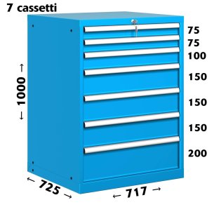 CASSETTIERA OFFICINA INDUSTRIALE PORTA UTENSILI 36 X 36 Eh (L 717 x P 725 x H 1000) 7 CASSETTI ESTRAZIONE 90%