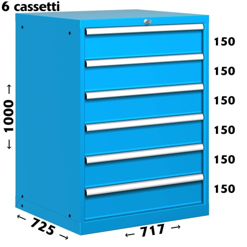 CASSETTIERA OFFICINA INDUSTRIALE PORTA UTENSILI 36 X 36 Eh (L 717 x P 725 x H 1000) 6 CASSETTI ESTRAZIONE 100%