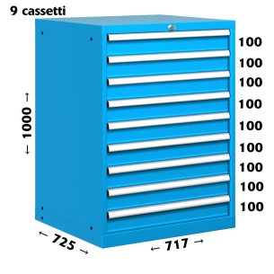 CASSETTIERA PORTA UTENSILI OFFICINA INDUSTRIALE 36 X 36 Eh (L 717 x P 725 x H 1000) 9 CASSETTI 2
