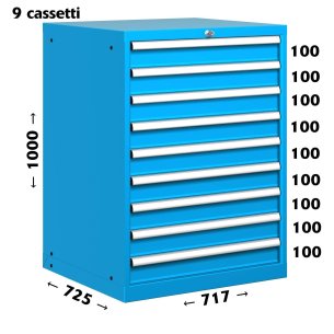 CASSETTIERA PORTA UTENSILI OFFICINA INDUSTRIALE 36 X 36 Eh (L 717 x P 725 x H 1000) 9 CASSETTI 2