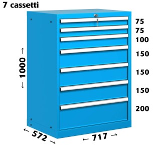 CASSETTIERA OFFICINA INDUSTRIALE PORTA UTENSILI 36 X 27 Eh (L 717 x P 572 x H 1000) 7 CASSETTI 2