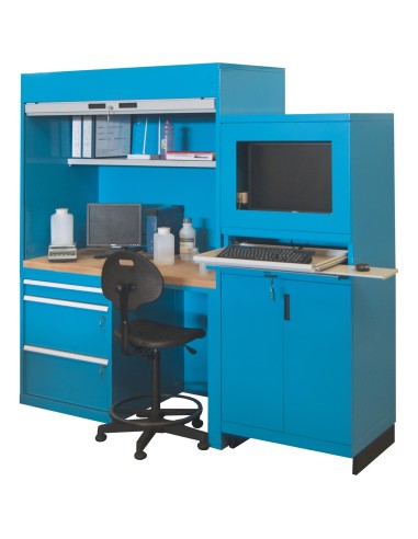 ARMADIO PORTA COMPUTER PC PROFESSIONALE CON TASTIERA ESTRAIBILE - Impianto compreso
