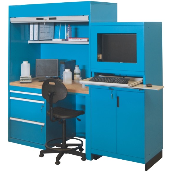 ARMADIO PORTA COMPUTER PC PROFESSIONALE CON TASTIERA ESTRAIBILE - Impianto compreso
