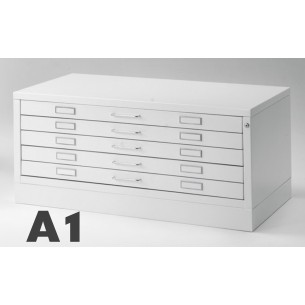 Cassettiera Portadisegni  PREMIUM A1 5 Cassetti Portadisegni Bianco componibile orizzontale cm 116x75.5x54h