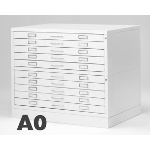Cassettiera Portadisegni PREMIUM 10 Cassetti A0 Porta disegno Bianco componibile orizzontale cm 144x96x94,5h