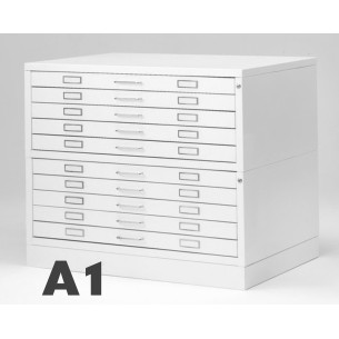 Cassettiera Portadisegni PREMIUM 10 Cassetti A1 Bianco componibile orizzontale cm 116x75.5x94h