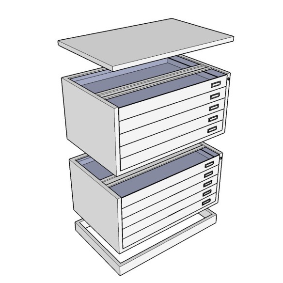 Cassettiera BASIC A1 5 Cassetti Portadisegni Bianco componibile orizzontale cm 113x79,5x55h  DT71/5/B