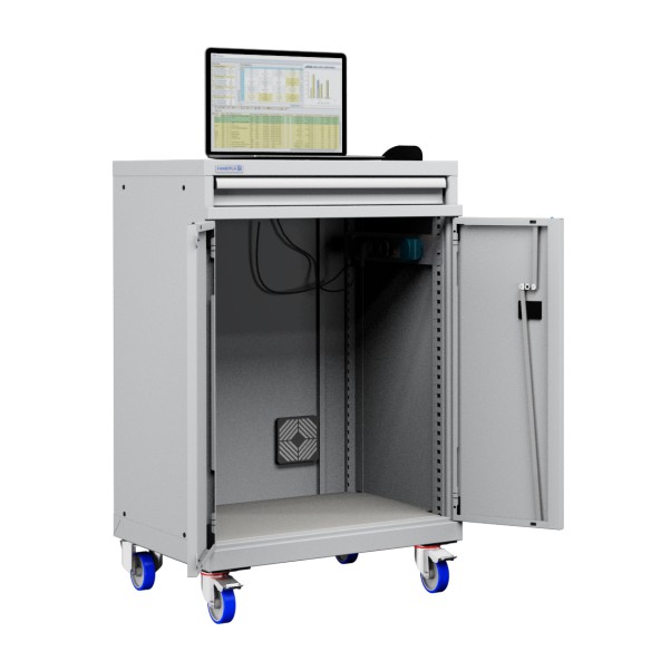 Carrello Porta Pc Notebook Professionale con ruote cassetto e vano ventilato Impianto compreso