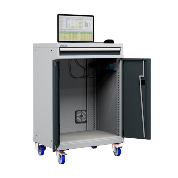 Carrello Porta Pc Notebook Professionale con ruote cassetto e vano ventilato Impianto compreso