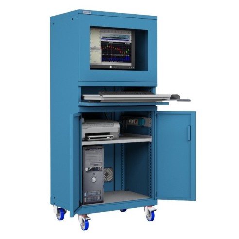 ARMADIO PORTA COMPUTER PC CON RUOTE PROFESSIONALE CON TASTIERA ESTRAIBILE + RIPIANO STAMPANTE- Impianto compreso  AG61620A05/07