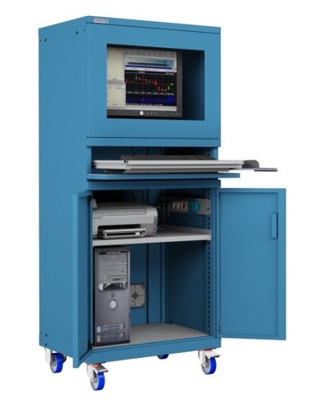 ARMADIO PORTA COMPUTER PC CON RUOTE PROFESSIONALE CON TASTIERA ESTRAIBILE + RIPIANO STAMPANTE- Impianto compreso  AG61620A05/07