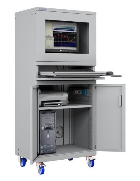 ARMADIO PORTA COMPUTER PC CON RUOTE PROFESSIONALE CON TASTIERA ESTRAIBILE + RIPIANO STAMPANTE- Impianto compreso  AG61620A05/07