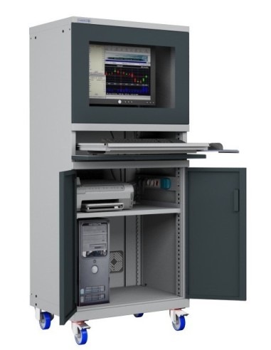 ARMADIO PORTA COMPUTER PC CON RUOTE PROFESSIONALE CON TASTIERA ESTRAIBILE + RIPIANO STAMPANTE- Impianto compreso