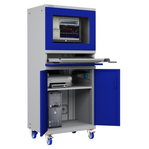 ARMADIO PORTA COMPUTER PC CON RUOTE PROFESSIONALE CON TASTIERA ESTRAIBILE + RIPIANO STAMPANTE- Impianto compreso  AG61620A05/07