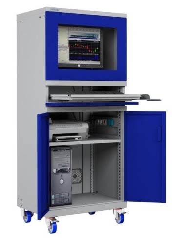ARMADIO PORTA COMPUTER PC CON RUOTE PROFESSIONALE CON TASTIERA ESTRAIBILE + RIPIANO STAMPANTE- Impianto compreso  AG61620A05/07