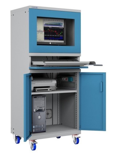 ARMADIO PORTA COMPUTER PC CON RUOTE PROFESSIONALE CON TASTIERA ESTRAIBILE + RIPIANO STAMPANTE- Impianto compreso  AG61620A05/07