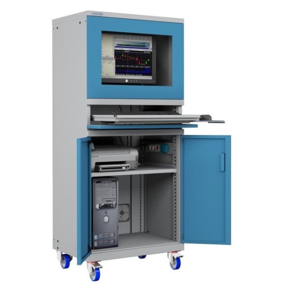 ARMADIO PORTA COMPUTER PC CON RUOTE PROFESSIONALE CON TASTIERA ESTRAIBILE + RIPIANO STAMPANTE- Impianto compreso  AG61620A05/07