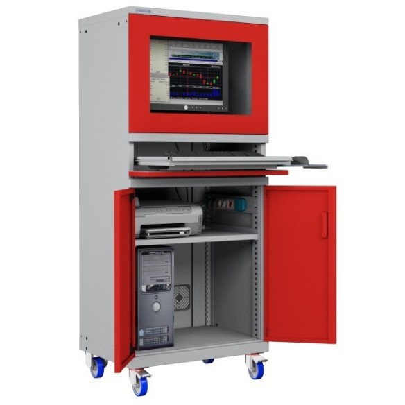 ARMADIO PORTA COMPUTER PC CON RUOTE PROFESSIONALE CON TASTIERA ESTRAIBILE + RIPIANO STAMPANTE- Impianto compreso  AG61620A05/07