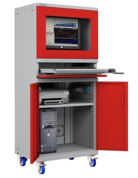 ARMADIO PORTA COMPUTER PC CON RUOTE PROFESSIONALE CON TASTIERA ESTRAIBILE + RIPIANO STAMPANTE- Impianto compreso  AG61620A05/07