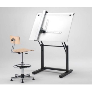 Sgabello Disegnatore Professionale seduta in legno poggiapiedi opzione kit ruote 2