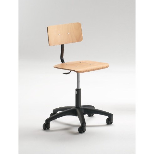 Sedia con Seduta e Schienale in faggio UNI EN1729 - base a cinque razze in polimero plastico con ruote - Professionale