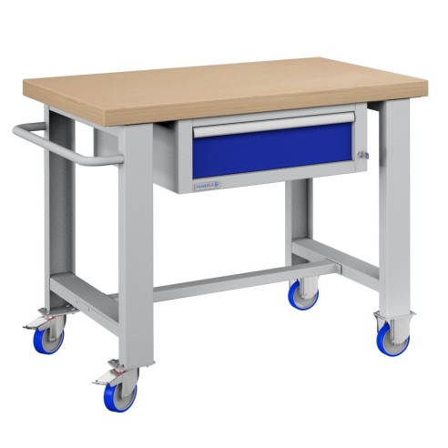 BANCO LAVORO CON RUOTE  75 x 100 cm E CASSETTO H 1