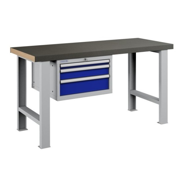 Banco da lavoro con piano in legno - Colore Grigio chiaro/Grigio antracite  ❒ Victualia®