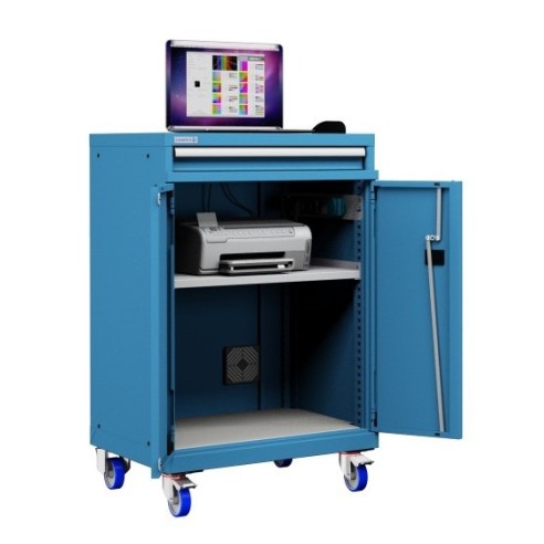 Postazione mobile porta Pc Notebook e Mensola Stampante con ruote cassetto e vano ventilato Impianto compreso