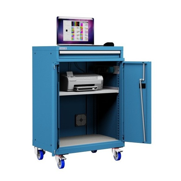 Postazione mobile porta Pc Notebook e Mensola Stampante con ruote cassetto e vano ventilato Impianto compreso