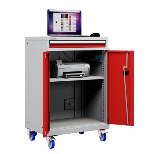 Postazione mobile porta Pc Notebook e Mensola Stampante con ruote cassetto e vano ventilato Impianto compreso  AG41000A05/07