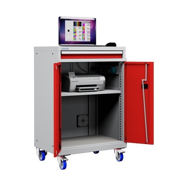 Postazione mobile porta Pc Notebook e Mensola Stampante con ruote cassetto e vano ventilato Impianto compreso  AG41000A05/07