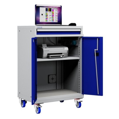 Postazione mobile porta Pc Notebook e Mensola Stampante con ruote cassetto e vano ventilato Impianto compreso  AG41000A05/07