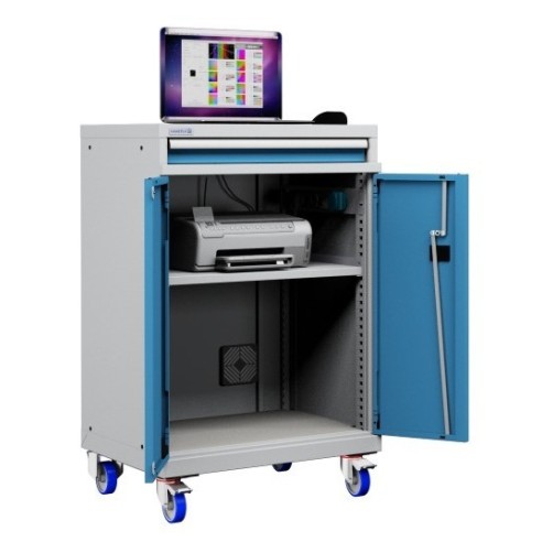 Postazione mobile porta Pc Notebook e Mensola Stampante con ruote cassetto e vano ventilato Impianto compreso  AG41000A05/07