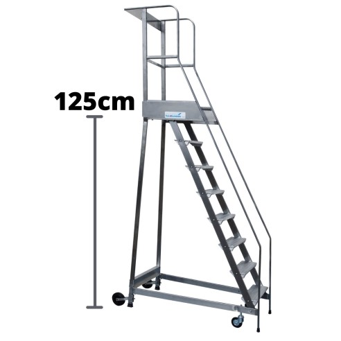 Scala a Castello Palchetto  5 SCALINI H 125 CM Magazzino Industria in acciaio INOX e alluminio Certificata D. Lgs. n°81