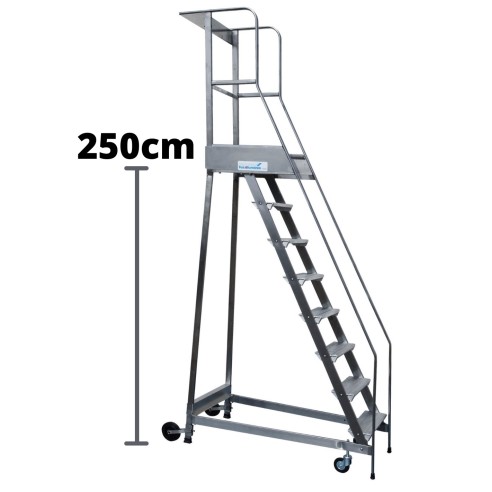 Scala a Castello Palchetto 10 SCALINI H 250 CM Magazzino Industria in acciaio INOX e alluminio Certificata D. Lgs. n81