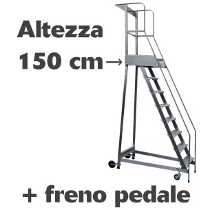 Scala a castello palchetto con FRENO PEDALE - 6 SC
