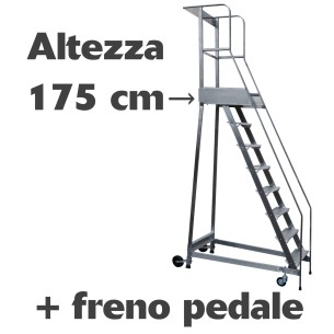 Scala a castello palchetto con FRENO PEDALE - 7 SC