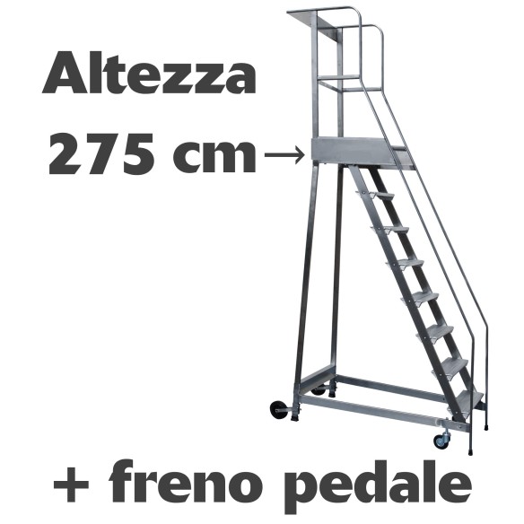 Scala a castello palchetto con FRENO PEDALE - 11 S