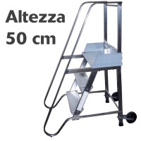 Scala a castello sgabello - SG in acciaio INOX e alluminio - 2 Scalini H 50 cm