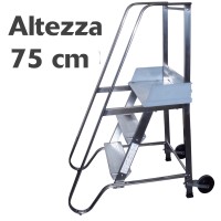 Scala a castello sgabello - SG in acciaio INOX e alluminio - 3 Scalini H 75 cm
