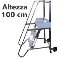 Scala a castello sgabello - SG in acciaio INOX e alluminio - 4 Scalini H 100 cm