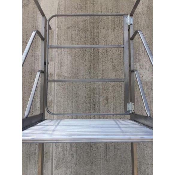 Scala Castello per soppalco con sbarco e cancello fino  H 300 cm 12 Scalini in Acciaio INOX e Alluminio
