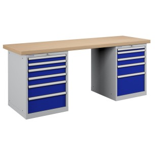 BANCO da LAVORO CON 11 CASSETTI PROFESSIONALE 2000 x 750 mm portata 1000 KG. 2